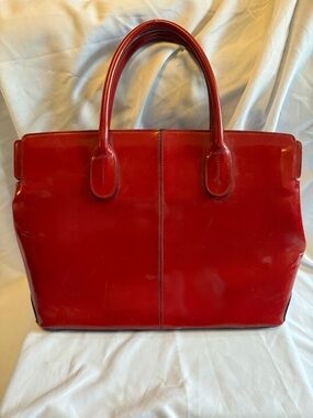 Red Patent Leather Tote Bag - Classic Women's Carryall